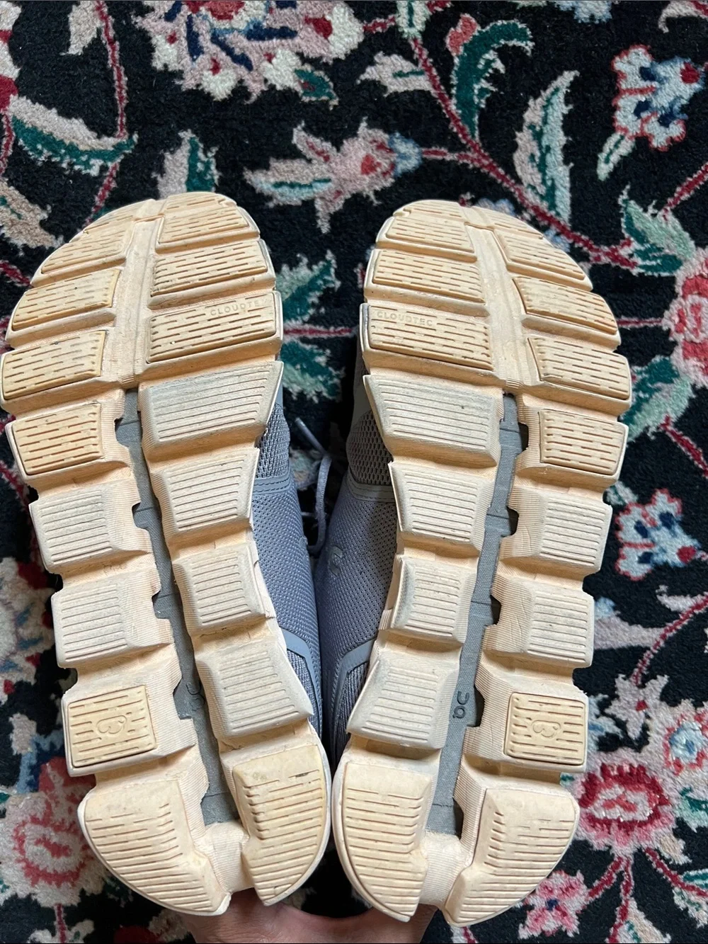 On Running Women’s Athletic Shoes in Light Gray with Tan Sole